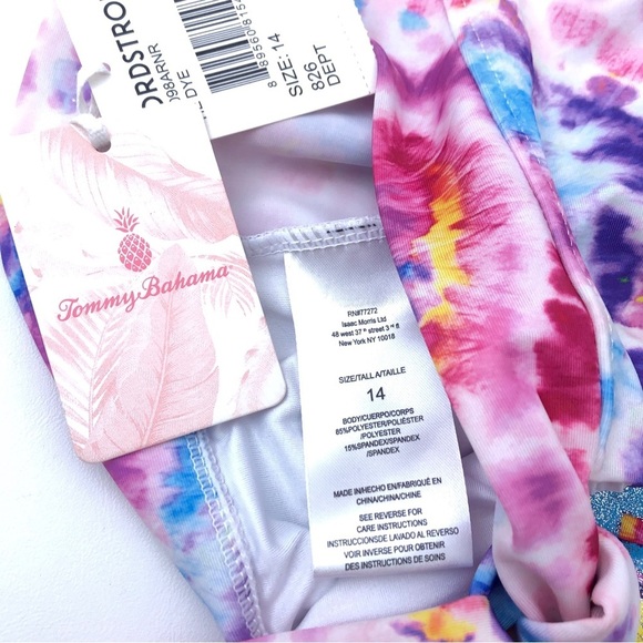 Tommy Bahama Girls Kids Tie Dye Knot Tie Front Bathing Suit Swim Top 14 - Picture 4 of 4